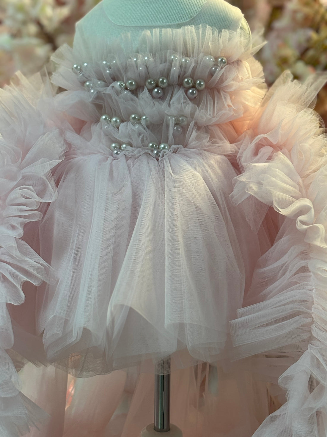 Pink pear long puffy dress