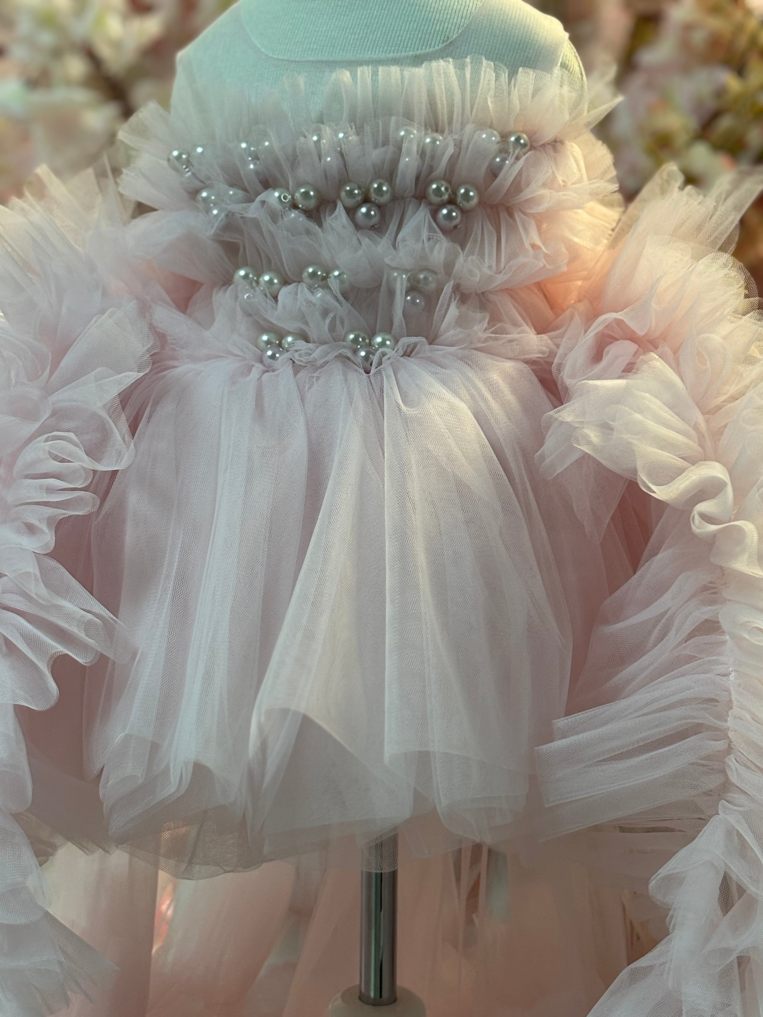 Pink pear long puffy dress