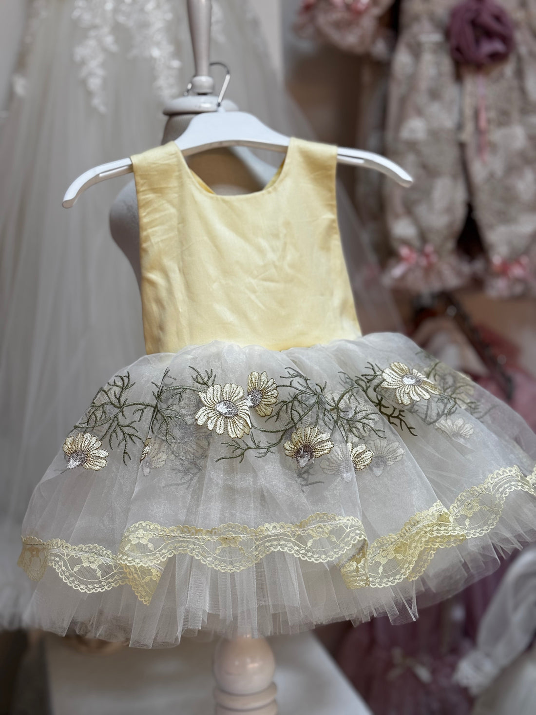 Yellow baby and girl mini dress