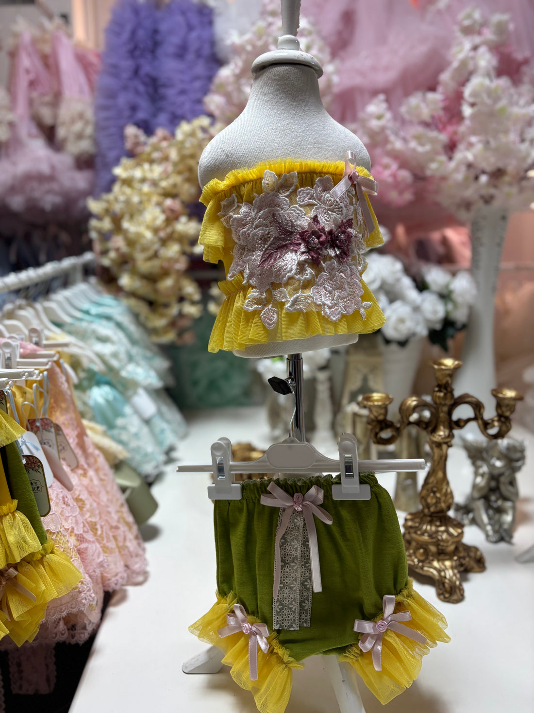 Yellow Baby Girl Toddler Two Pieces Shorts Blouse Set