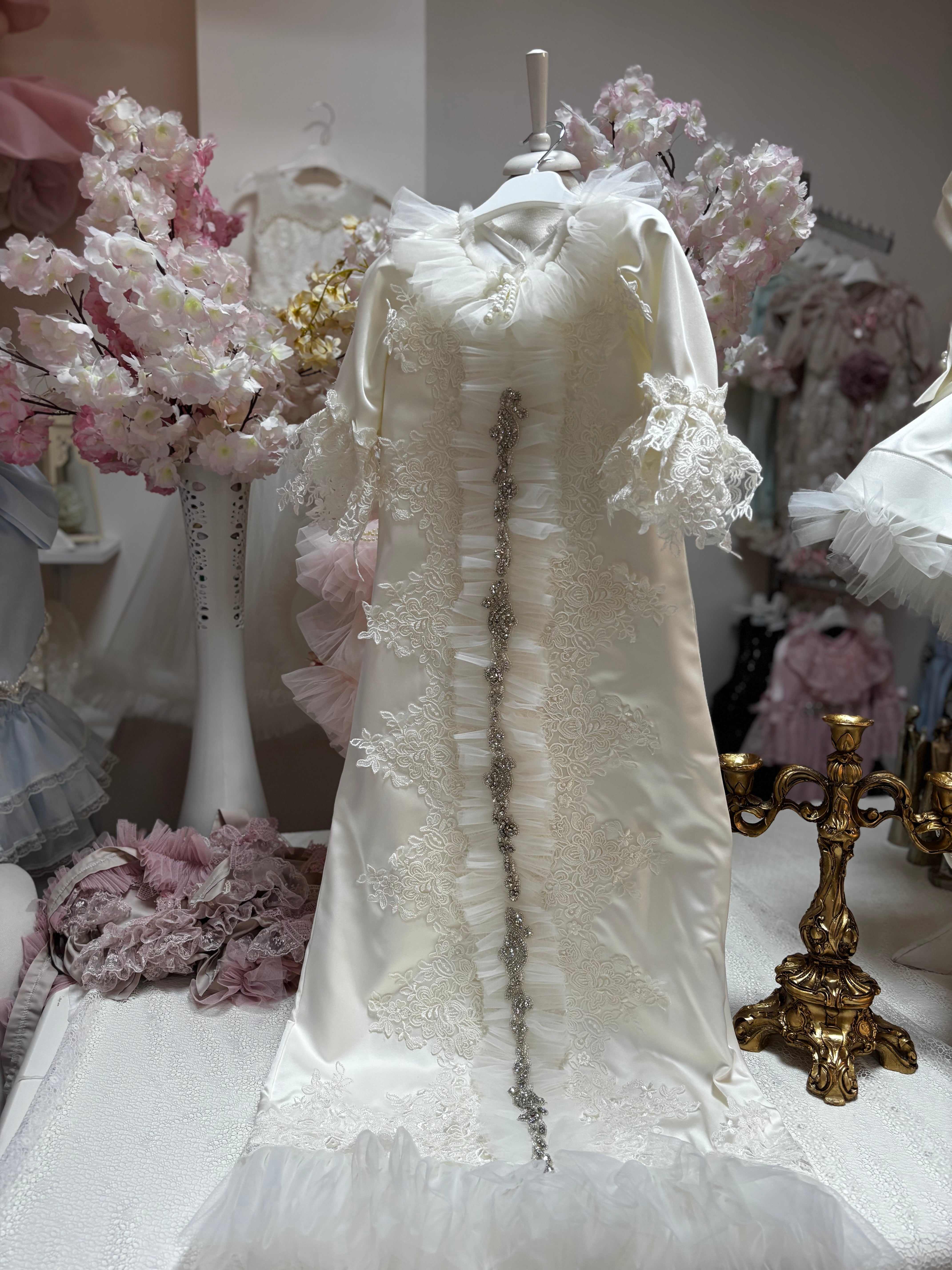 Cream satin long gown