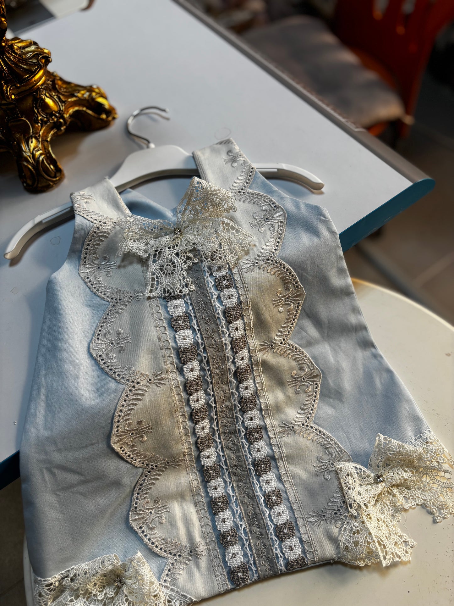 Blue baby coton romper wholesale 6 pcs