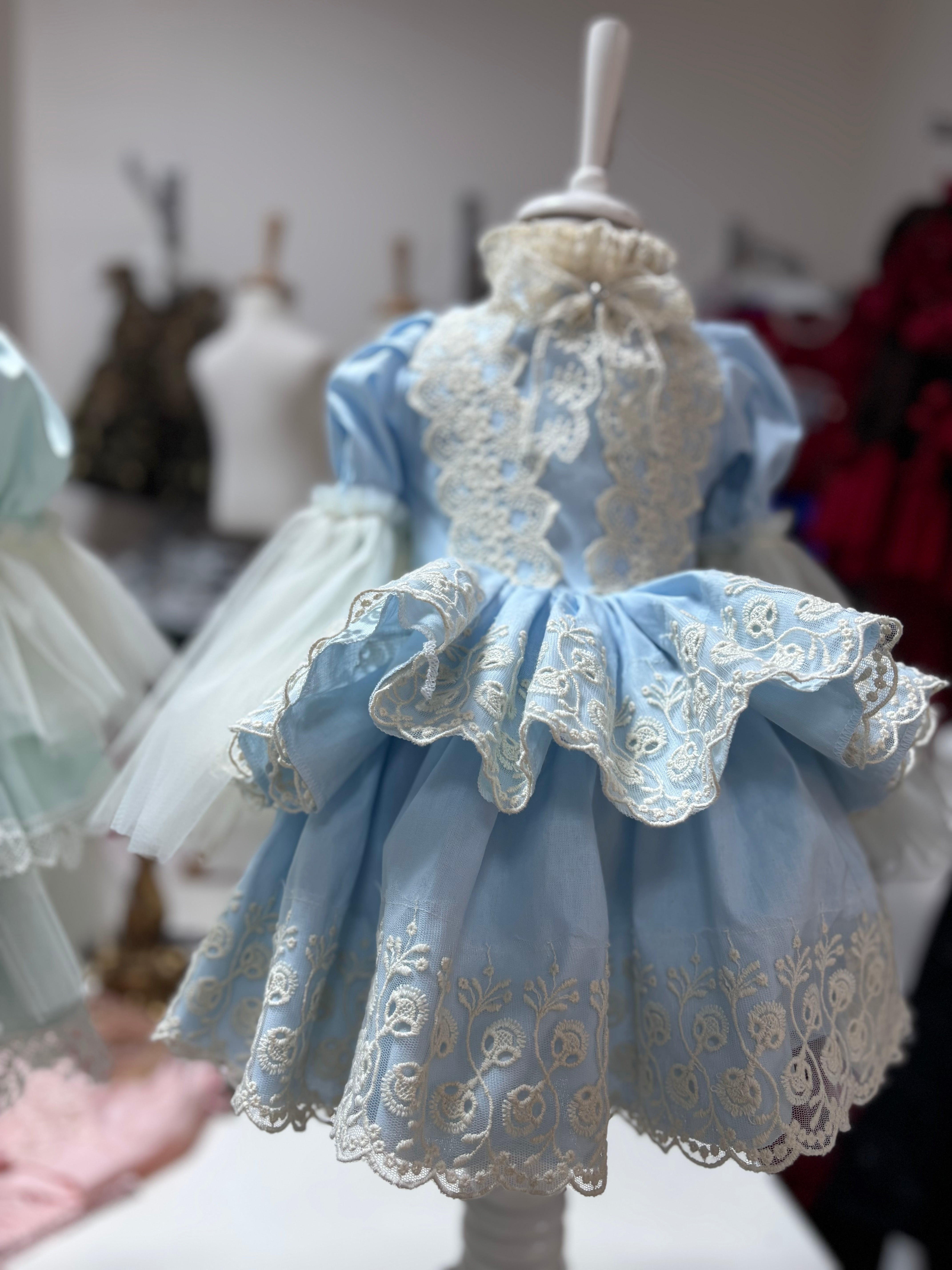 Blue Baby And Toddler Girl Dresses And Bonnet