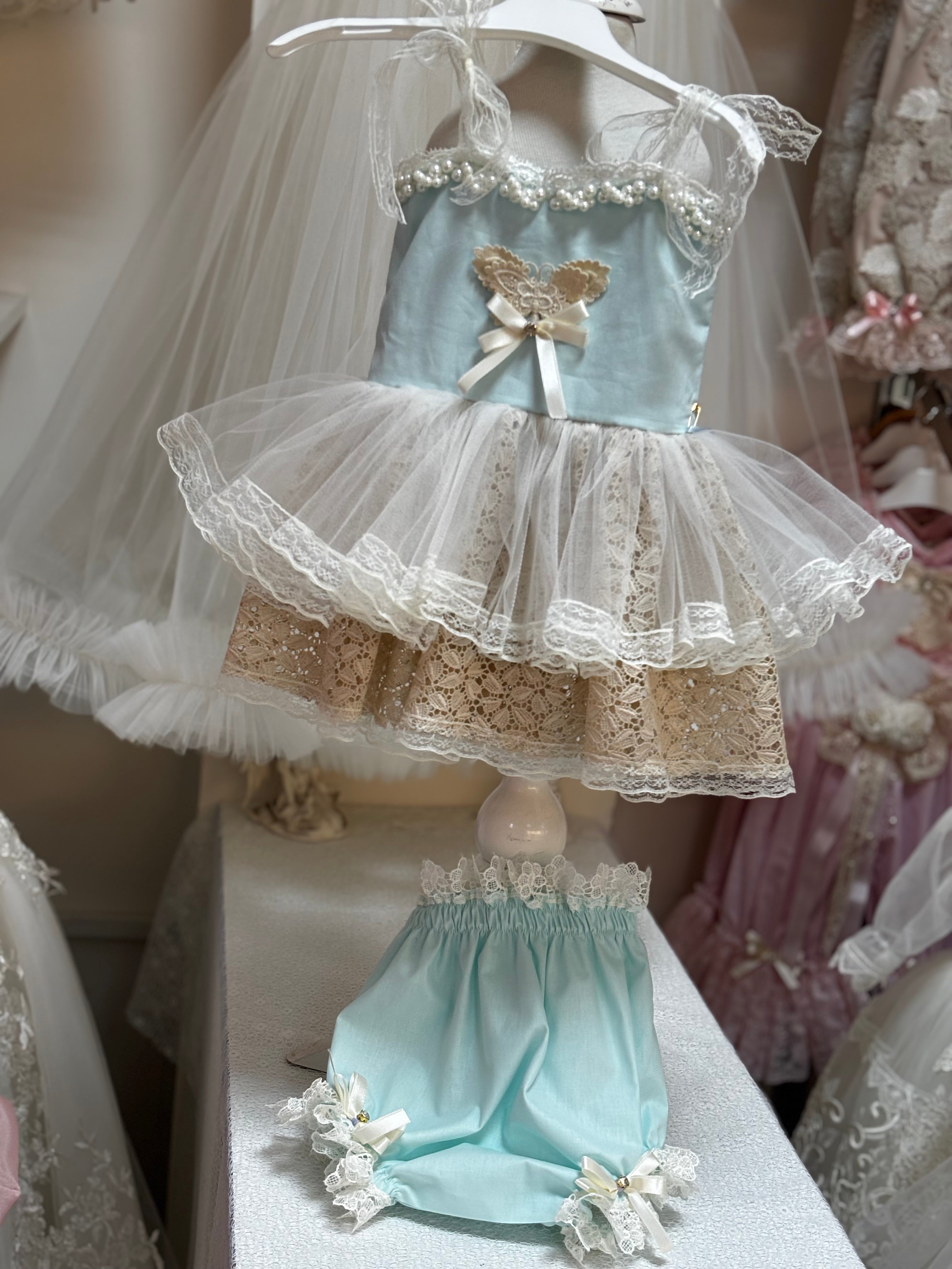 Mint Blue Baby girl two pieces outfıt