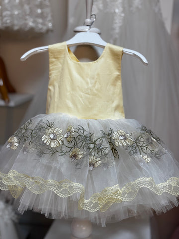 Yellow baby and girl mini dress