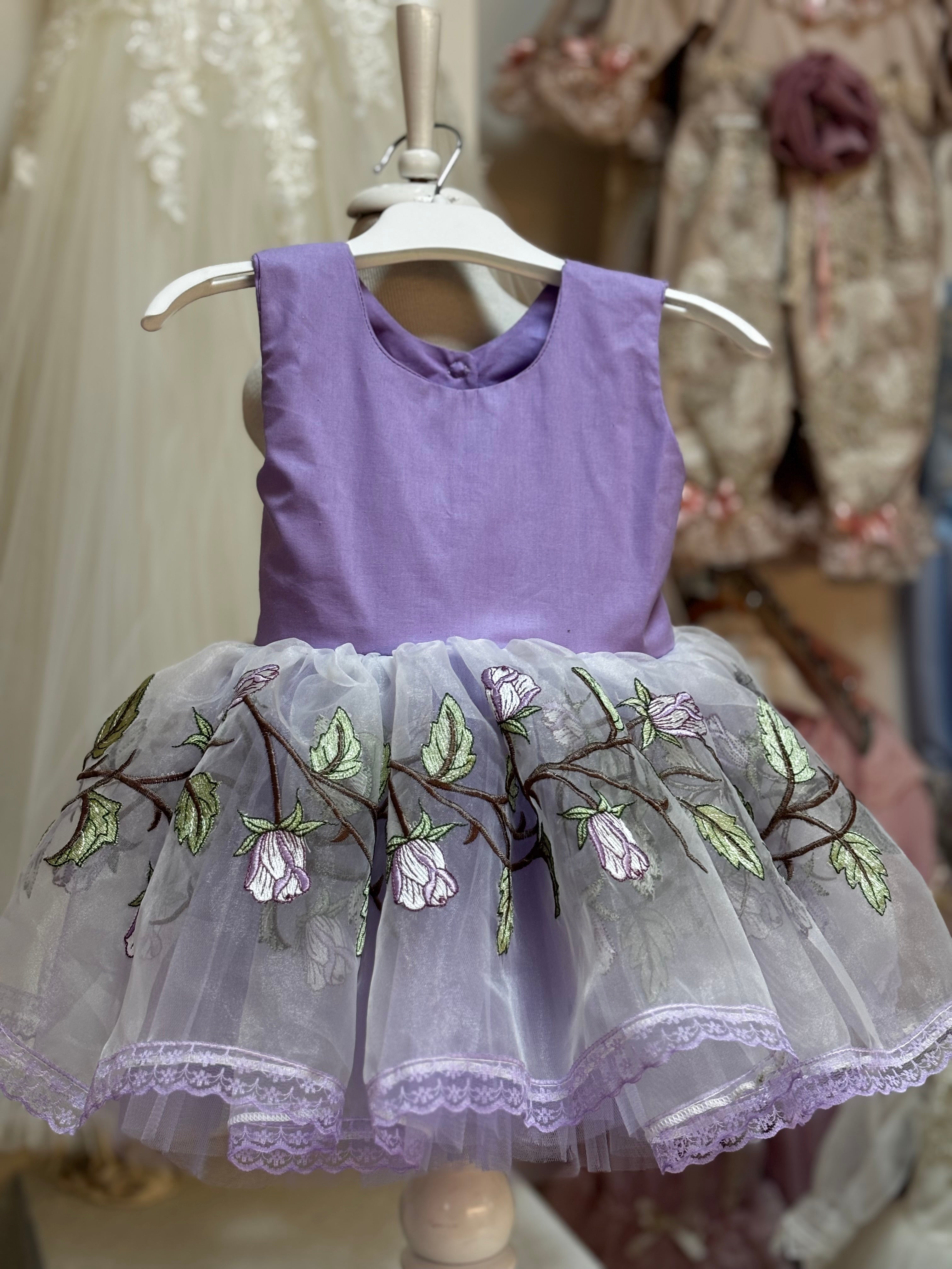 Lilac baby and girl mini dress