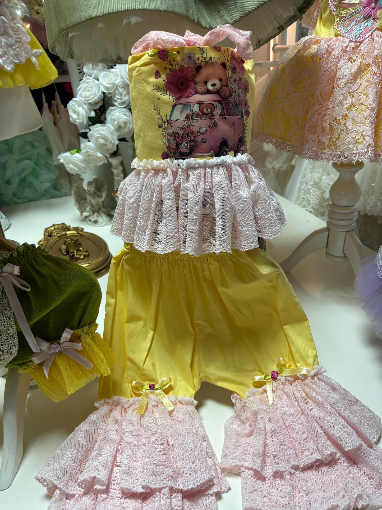 Yellow Baby Girl Toddler Two Pieces Pants Blouse Set