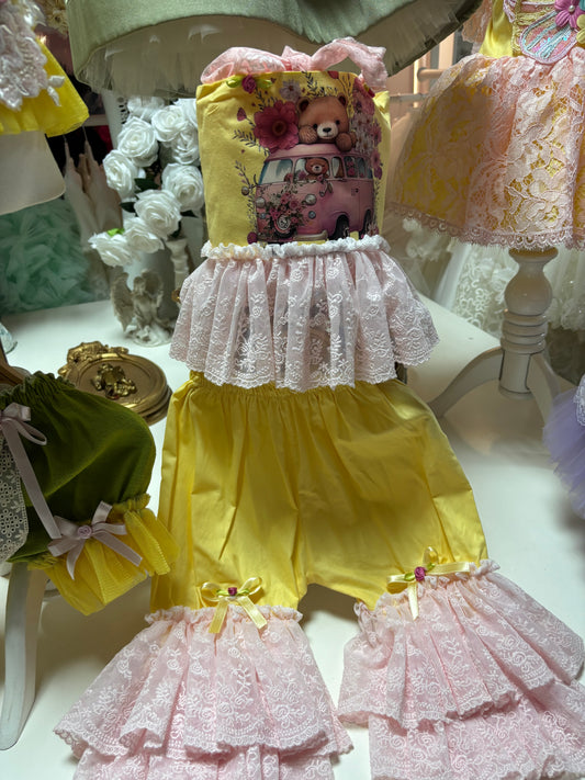 Yellow Baby Girl Toddler Two Pieces Pants Blouse Set