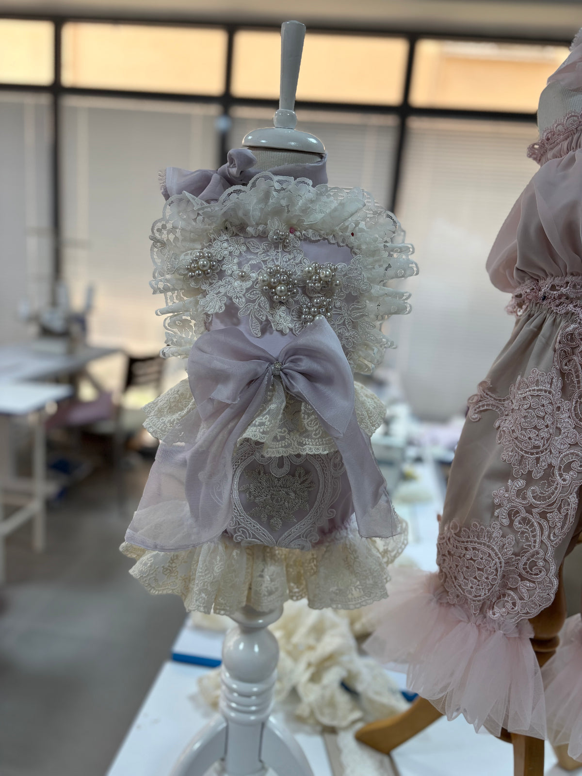 Lilac romper girl pearl detail