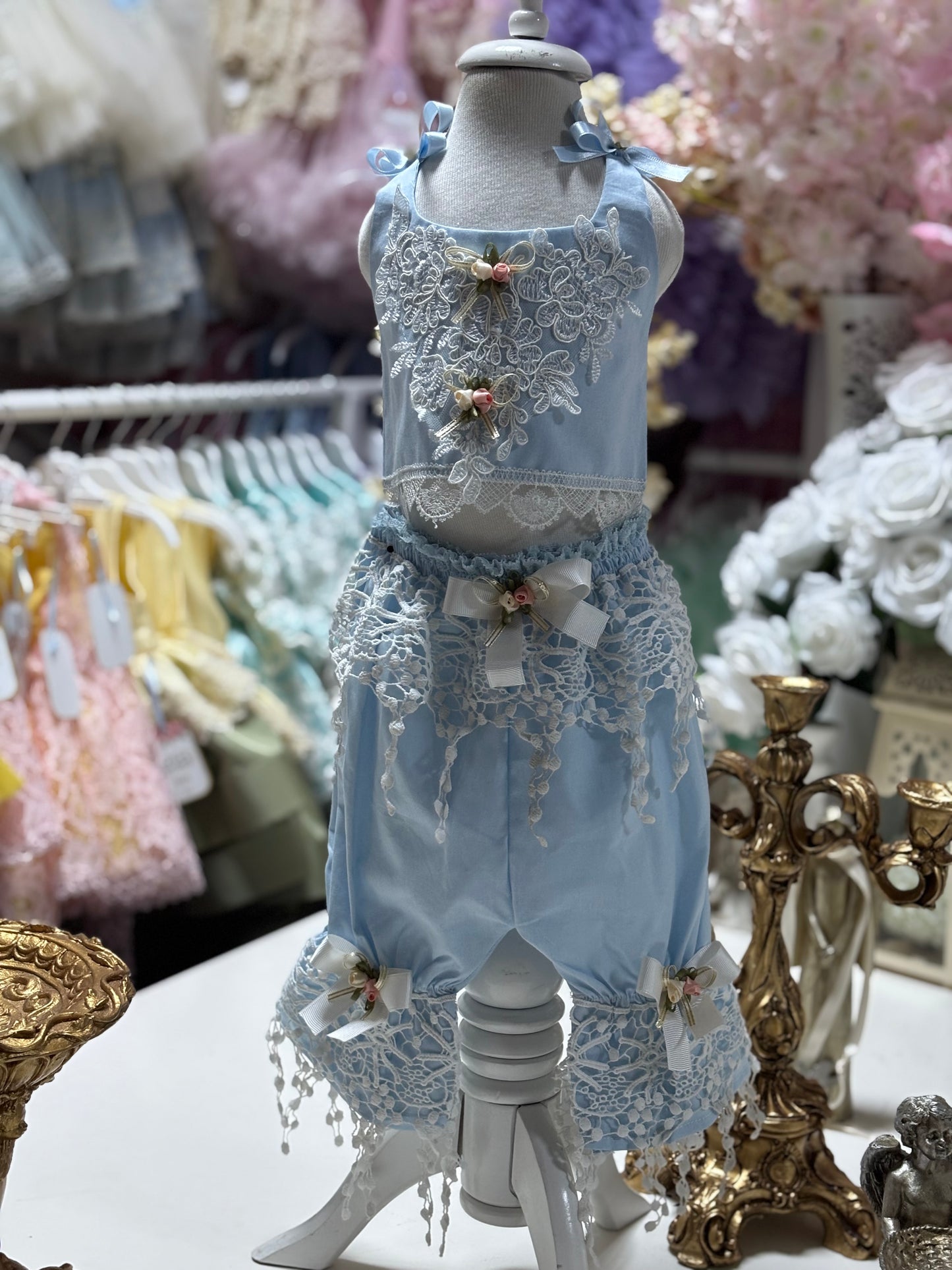 Baby Blue baby and girl two pieces outfit