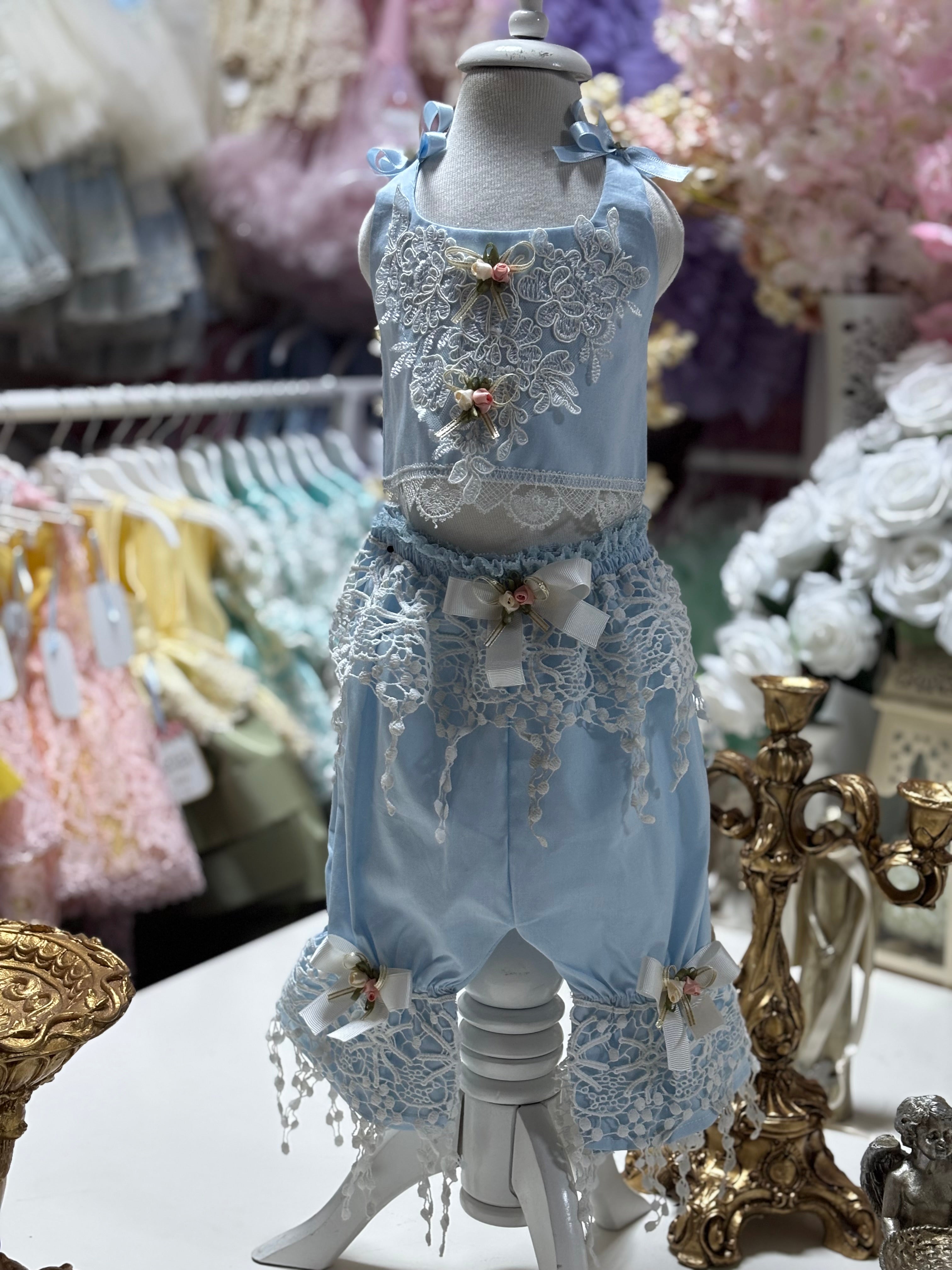 Baby Blue baby and girl two pieces outfit