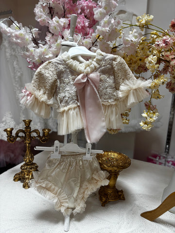 ivory vintage two pcs outfit baby