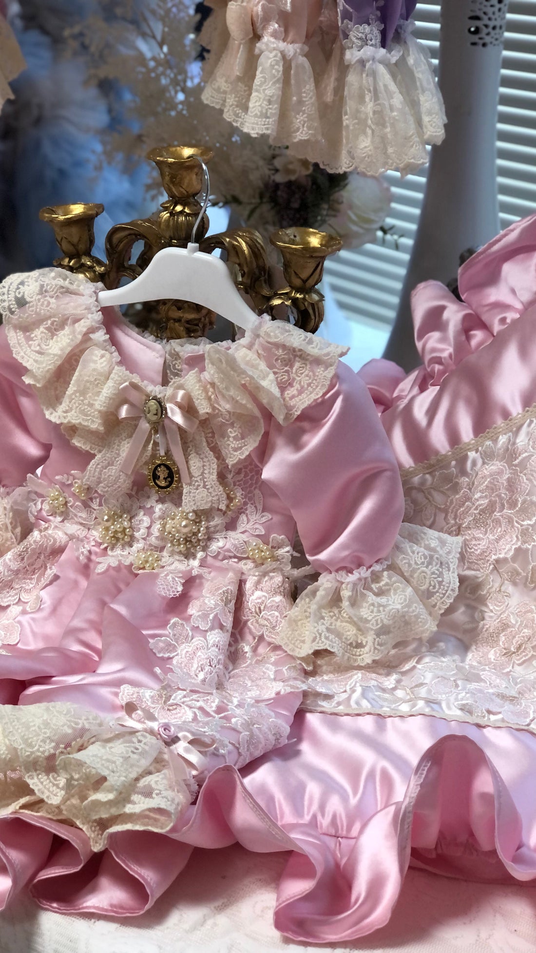 Pink Baby Infant Satin Fabric Blanken Jumpsuit And Bonnet