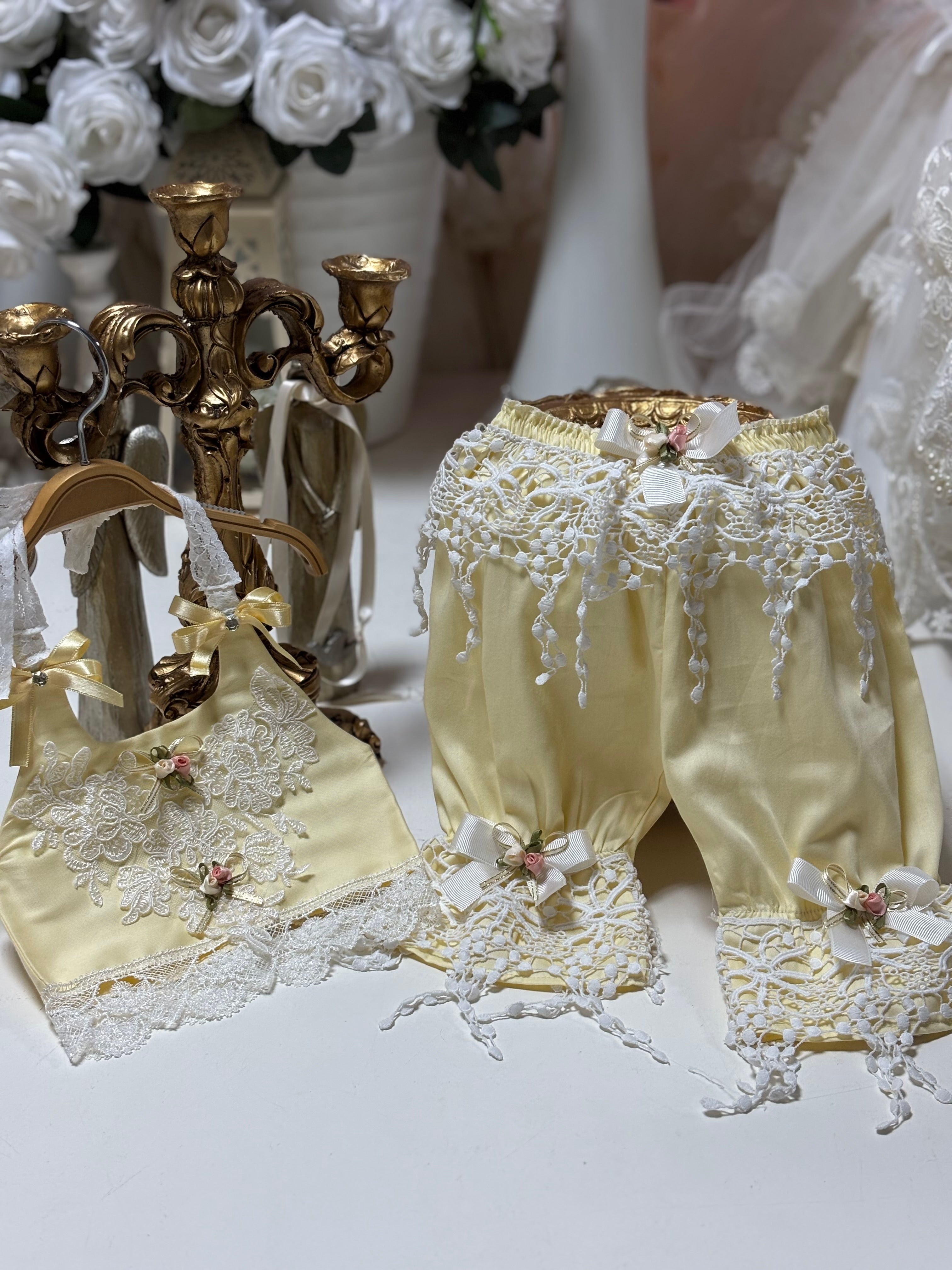 Yellow Baby Girl Coton Fabric Two Pieces Outfit