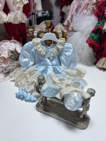 Baby Blue Silk Fabric Jumpsuit And Shoes