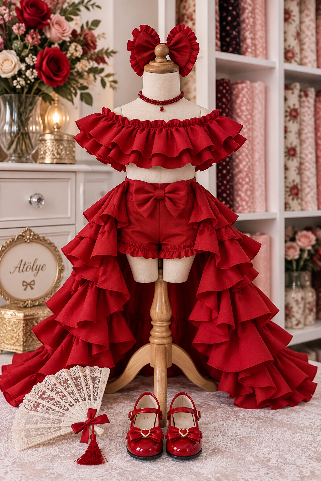 Red coton fabric Christmas costume