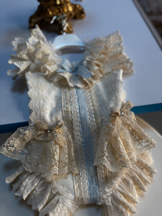 Cream lace coton fabric vintage romper wholesale 6 pcs