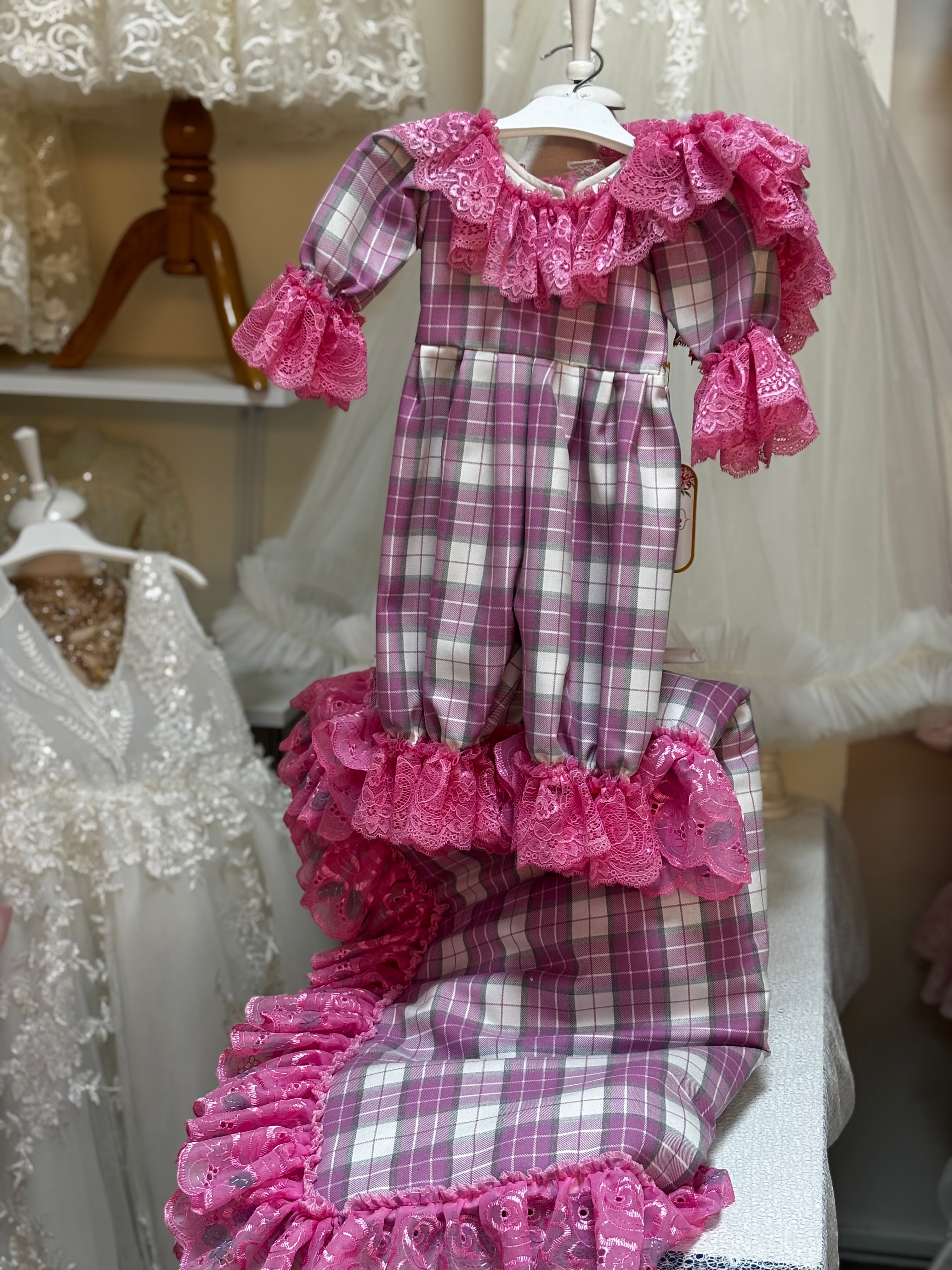 Hot pink baby jumpsuit and blankent