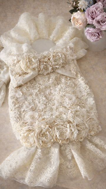 Ivory Full Flowers Pearl Swaddle Baby
