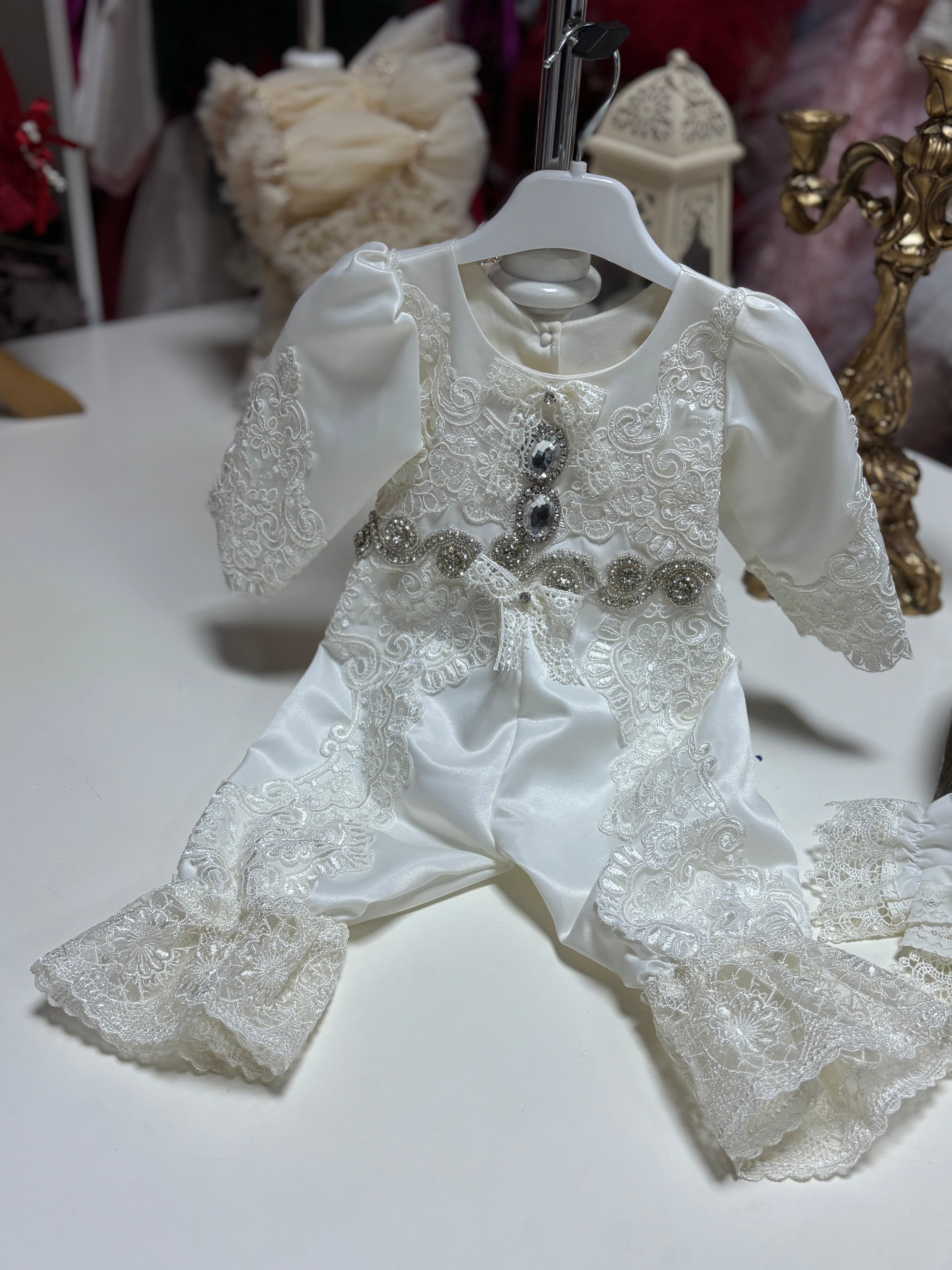 Cream Baptism Jumpsuit
