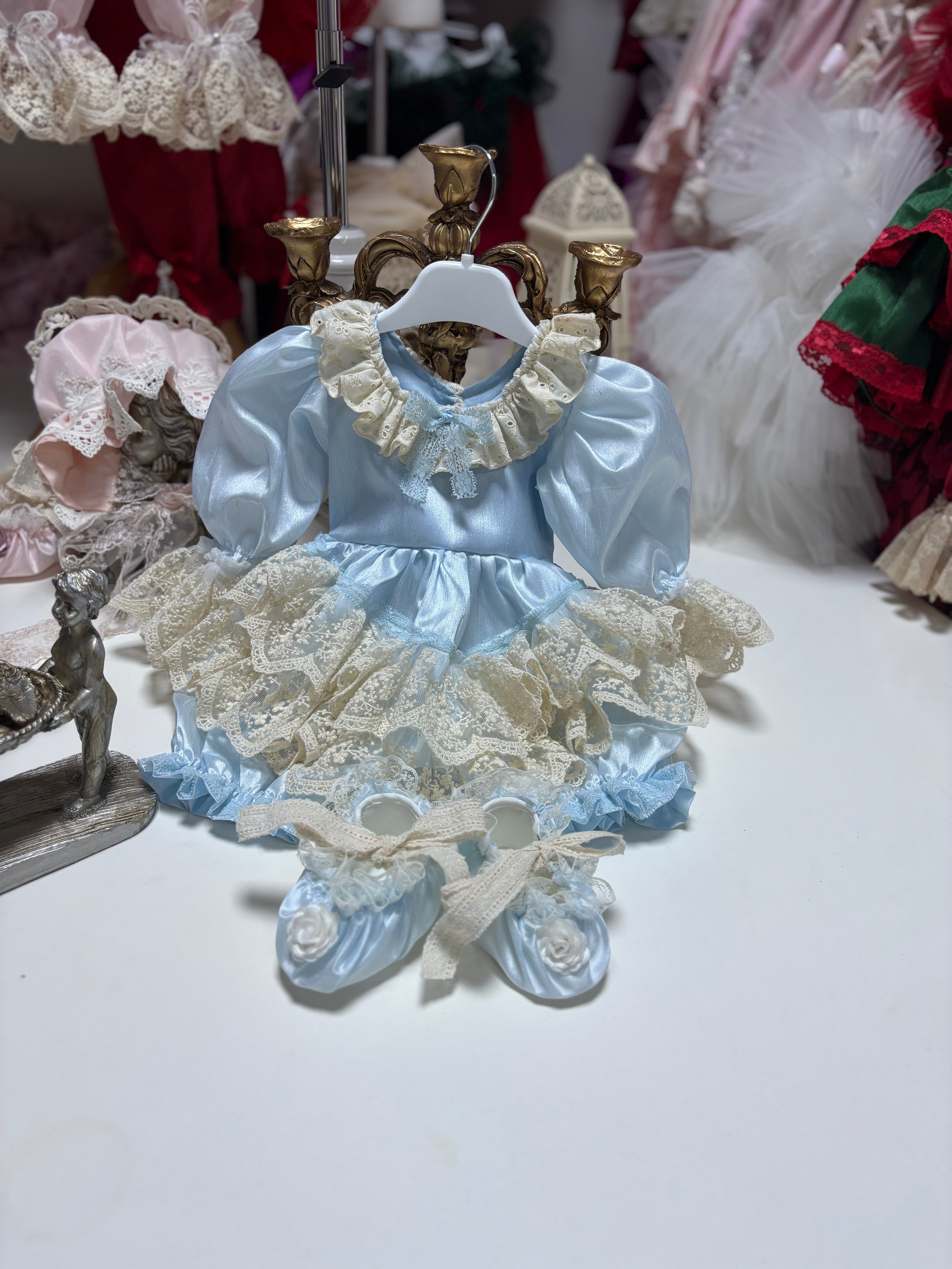 Baby Blue Silk Fabric Jumpsuit And Shoes