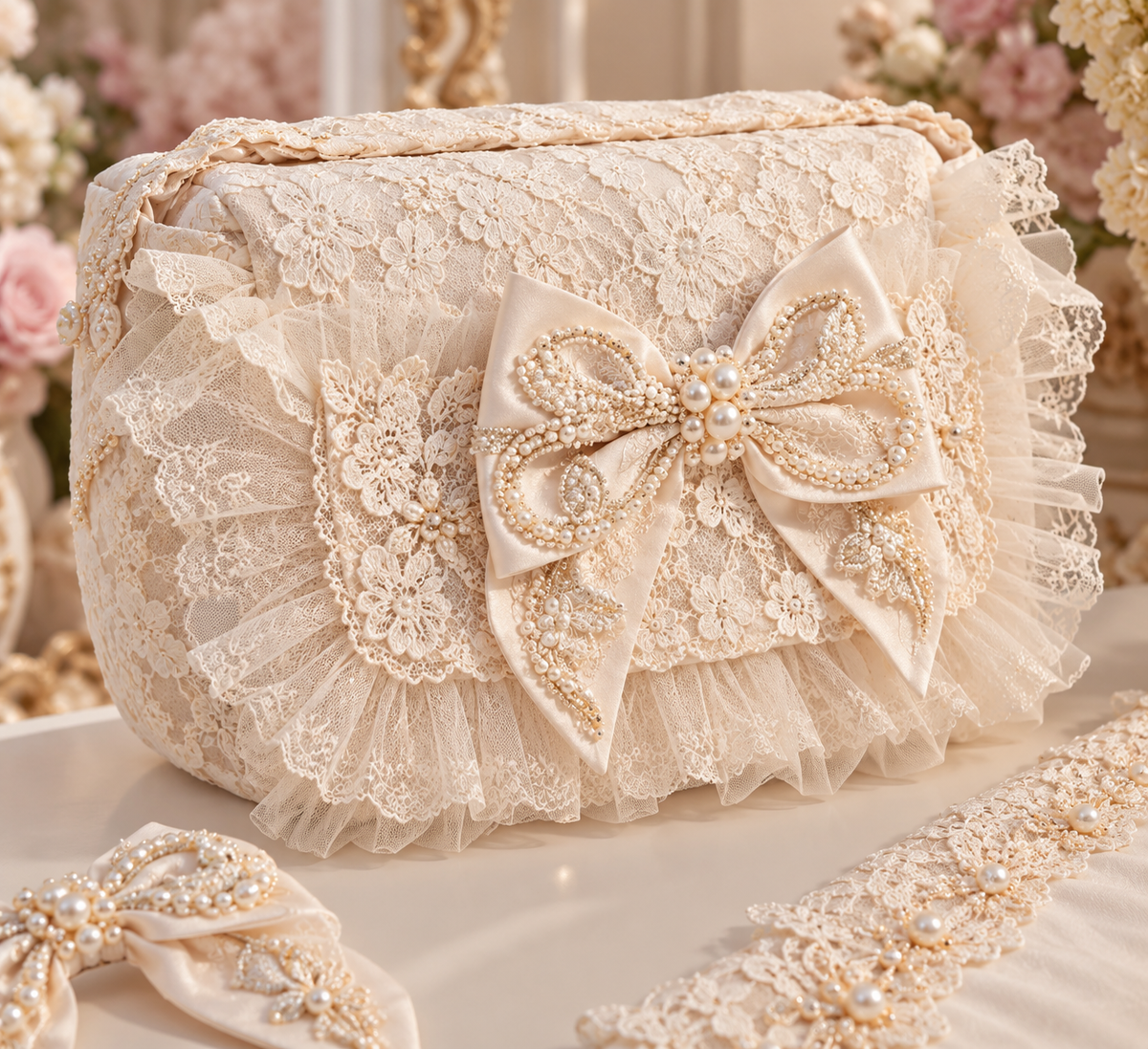 Pear lace fabric diaper bag