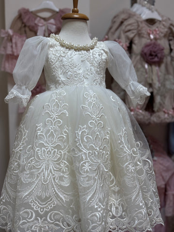 cream Baby Long Lace Dress