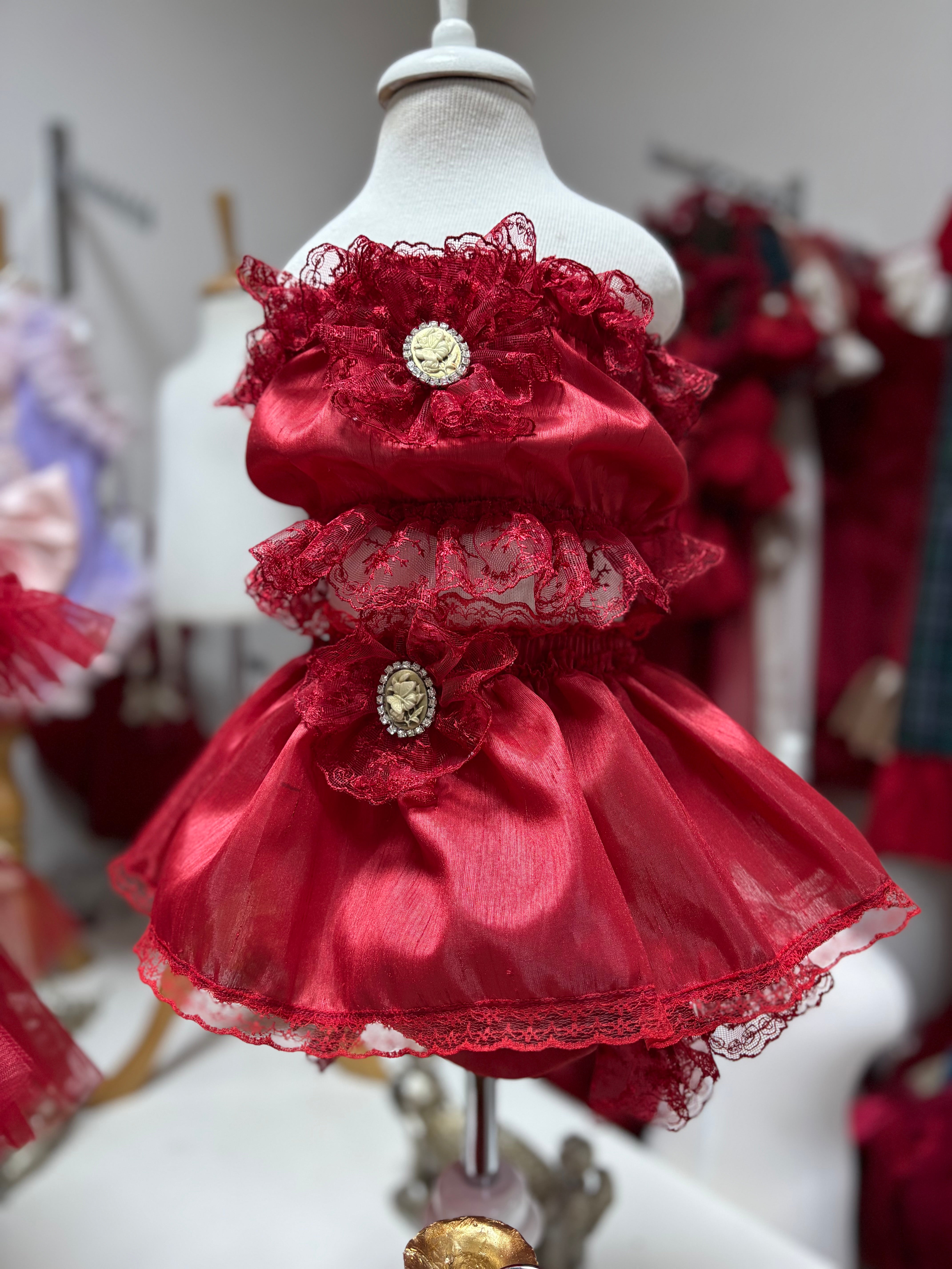 Red Silk Fabric Two Pieces Outfit