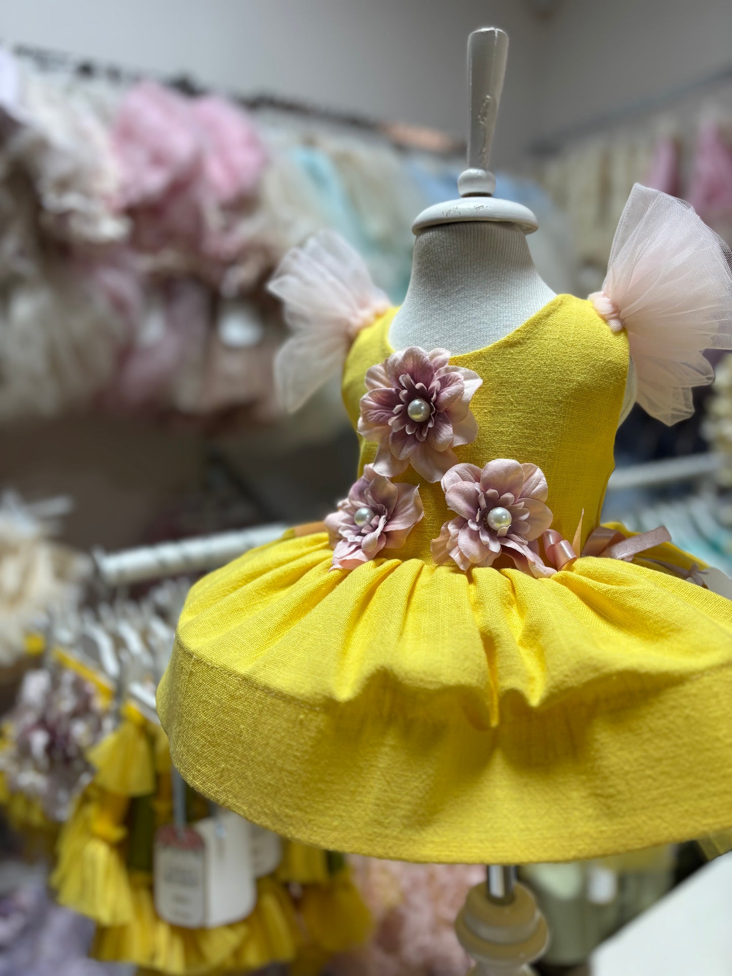Yellow short  Baby Girl Flowers Dresses