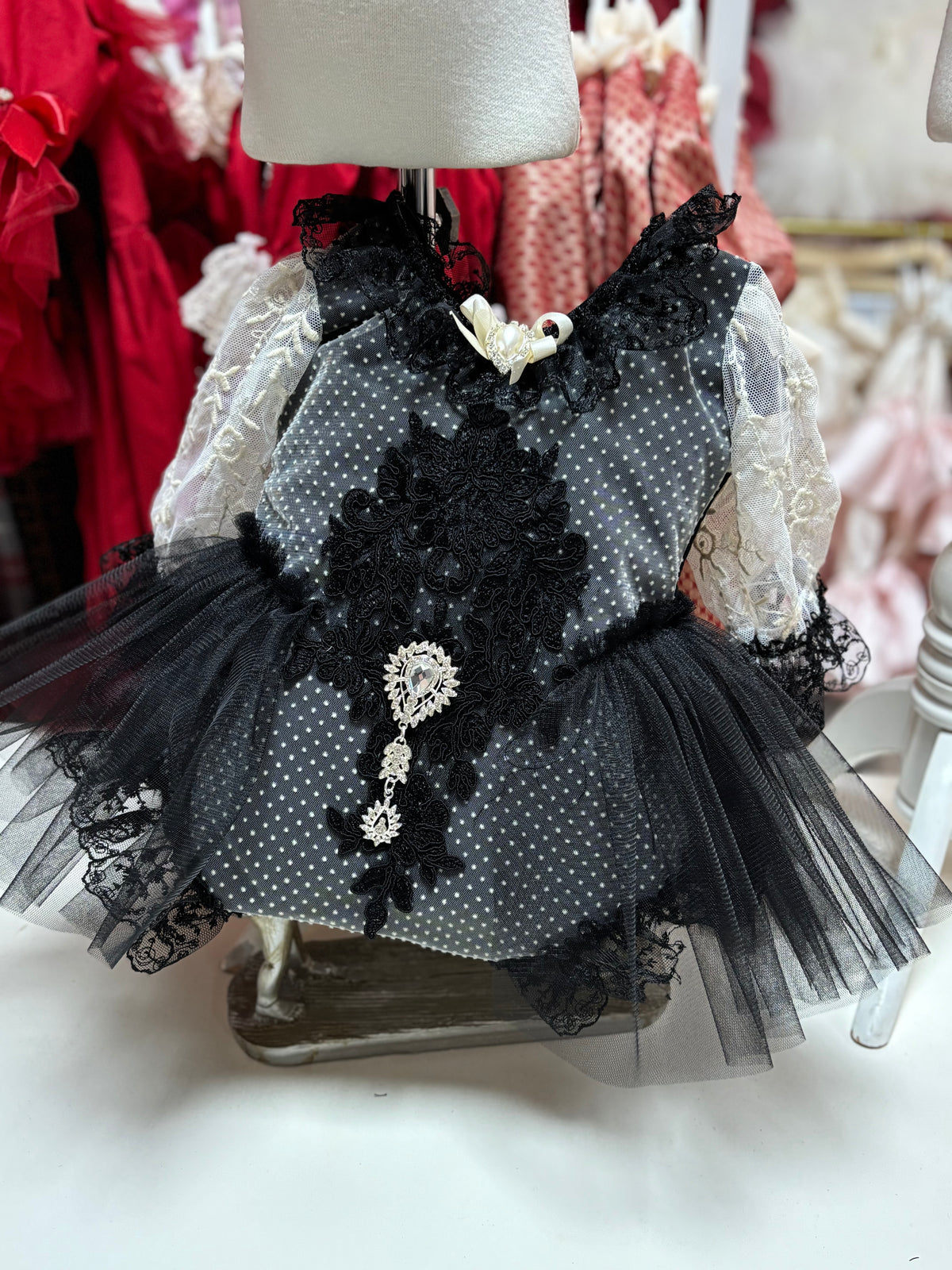 Black romper and hair bow