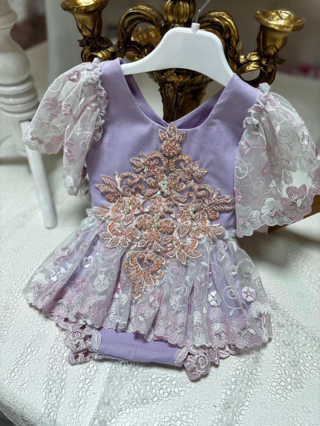 Lilac baby girl romper