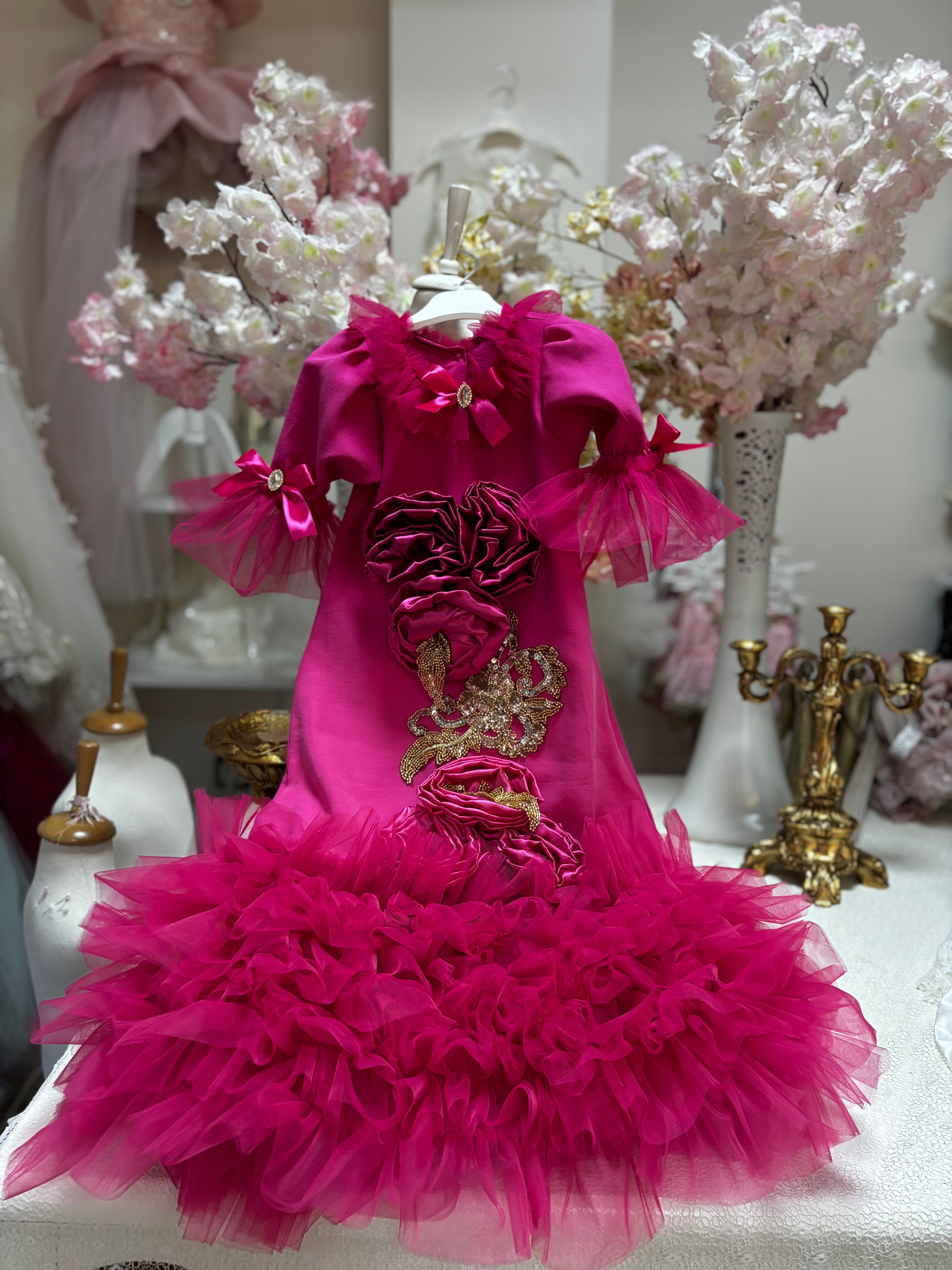 Hot pink baby gown