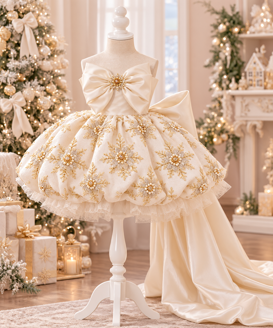 Christmas cream girl dress