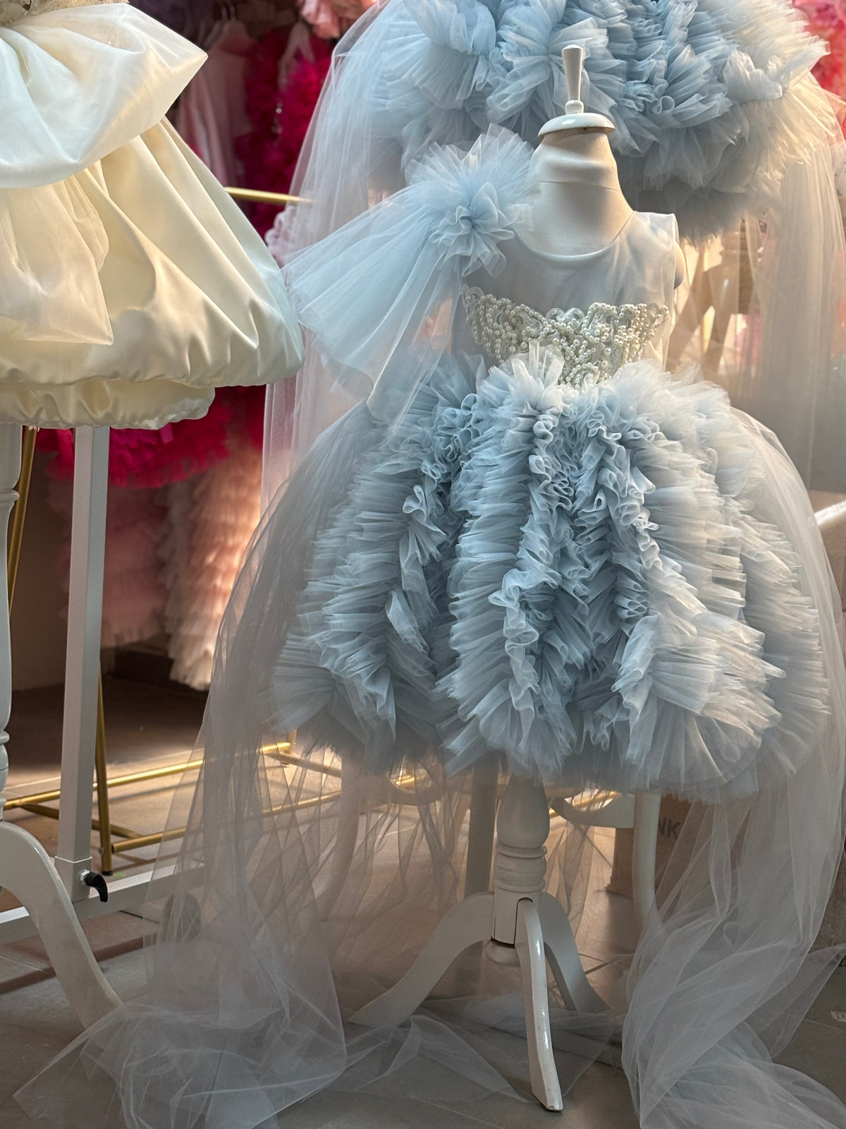 Blue girl tutu tulle puffy dress wholasale 6pcs