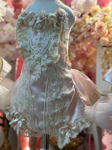 Light pink silk fabric vintage Romper