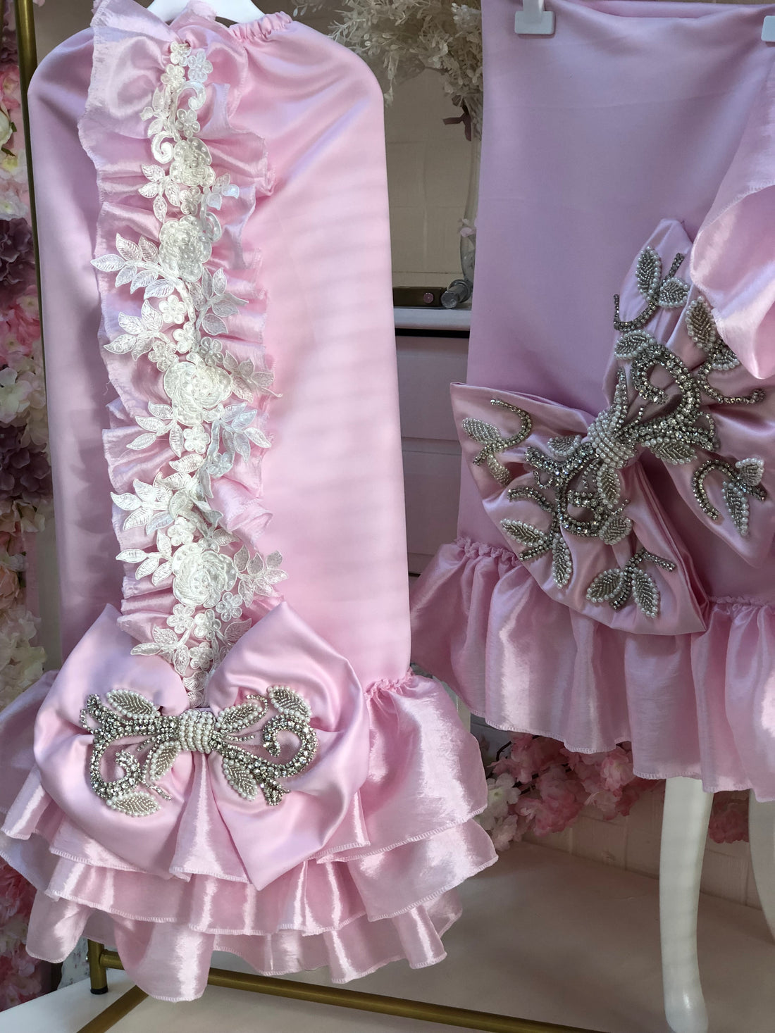 Light pink Baby Rhinestone Cocoon Bonnet And Blankent