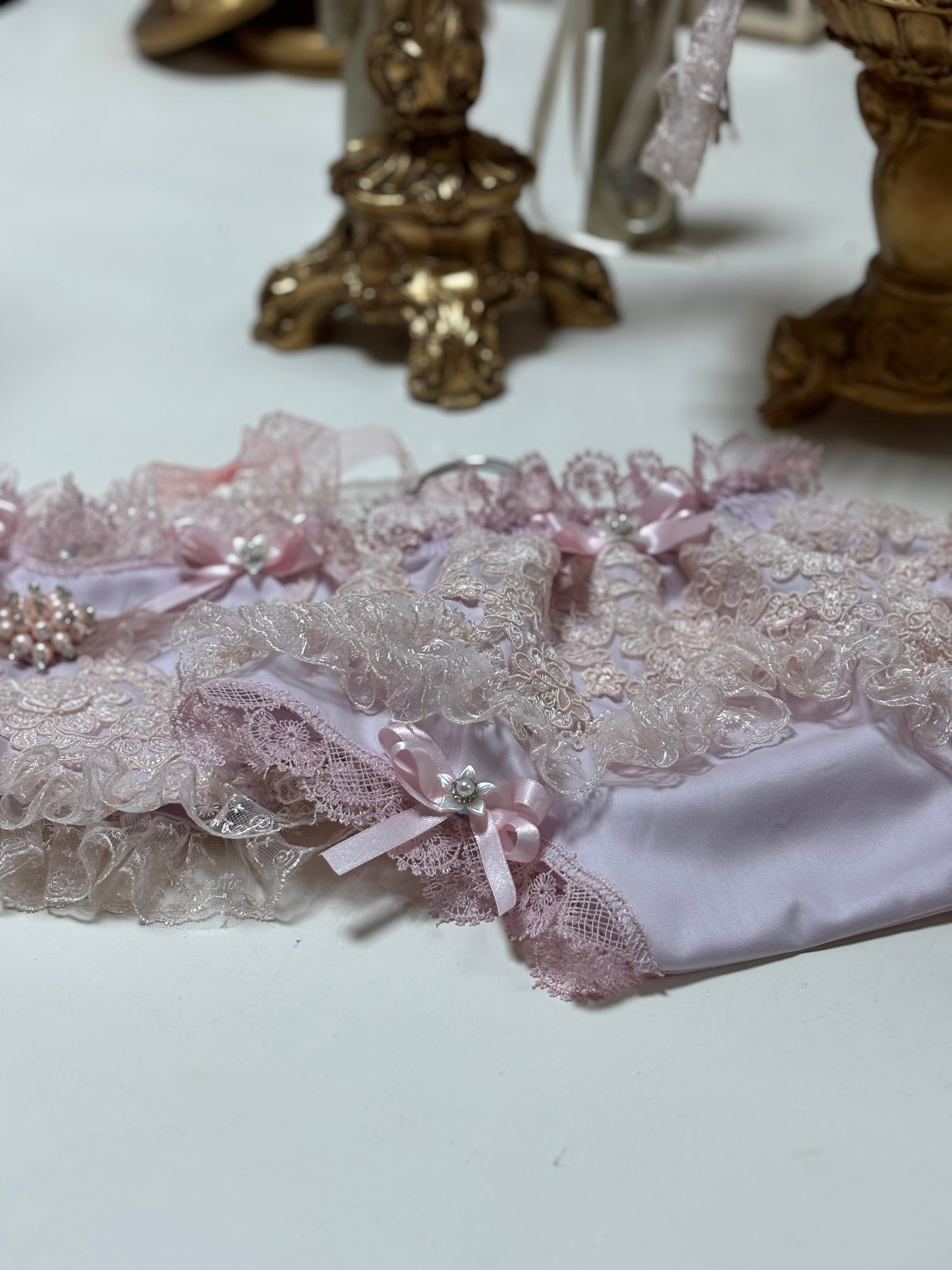 Lilac Baby girl coton lace fabric two pieces outfit and hair band