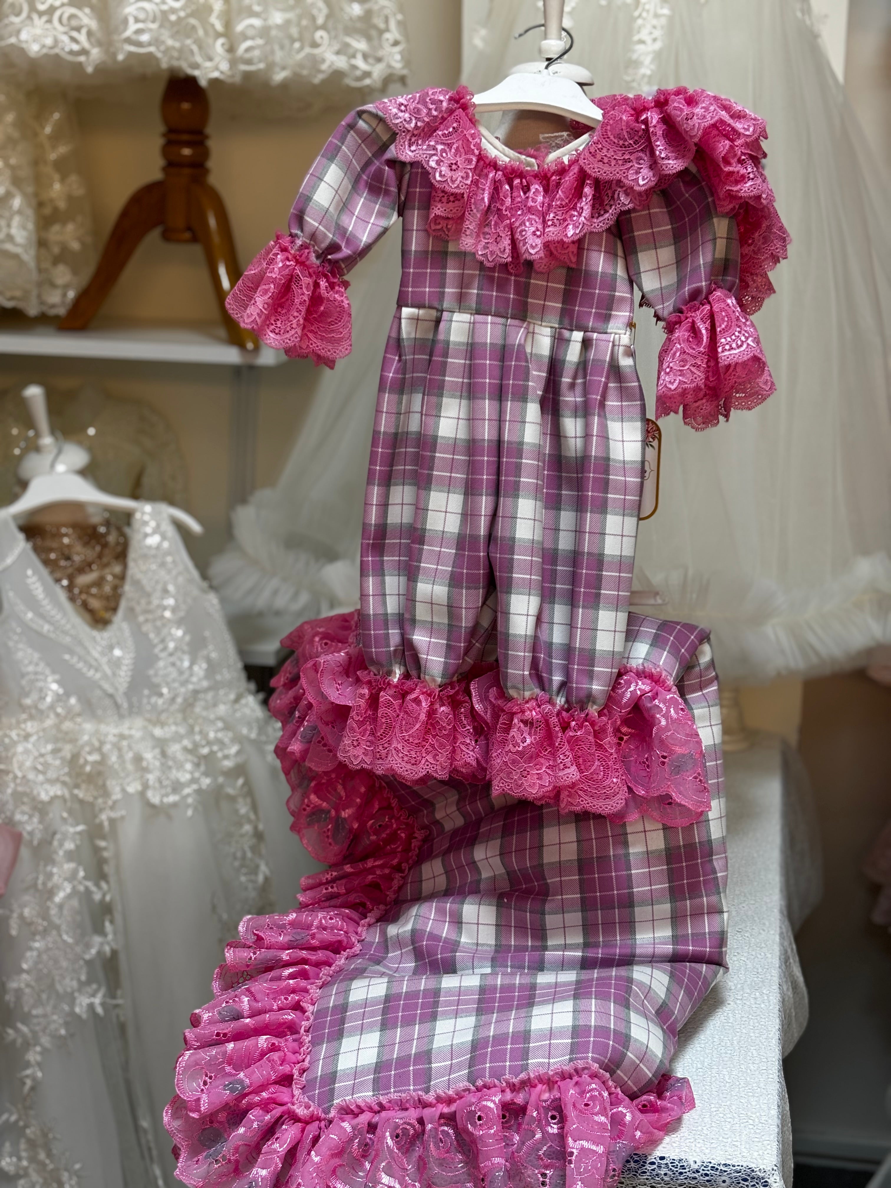 Hot pink baby jumpsuit and blankent