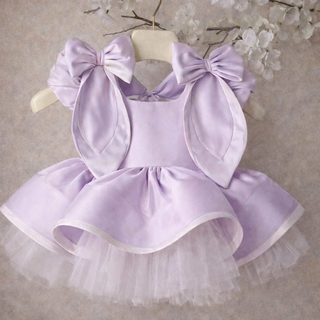 Lilac Bunny Easter Puffy Girl Dresses