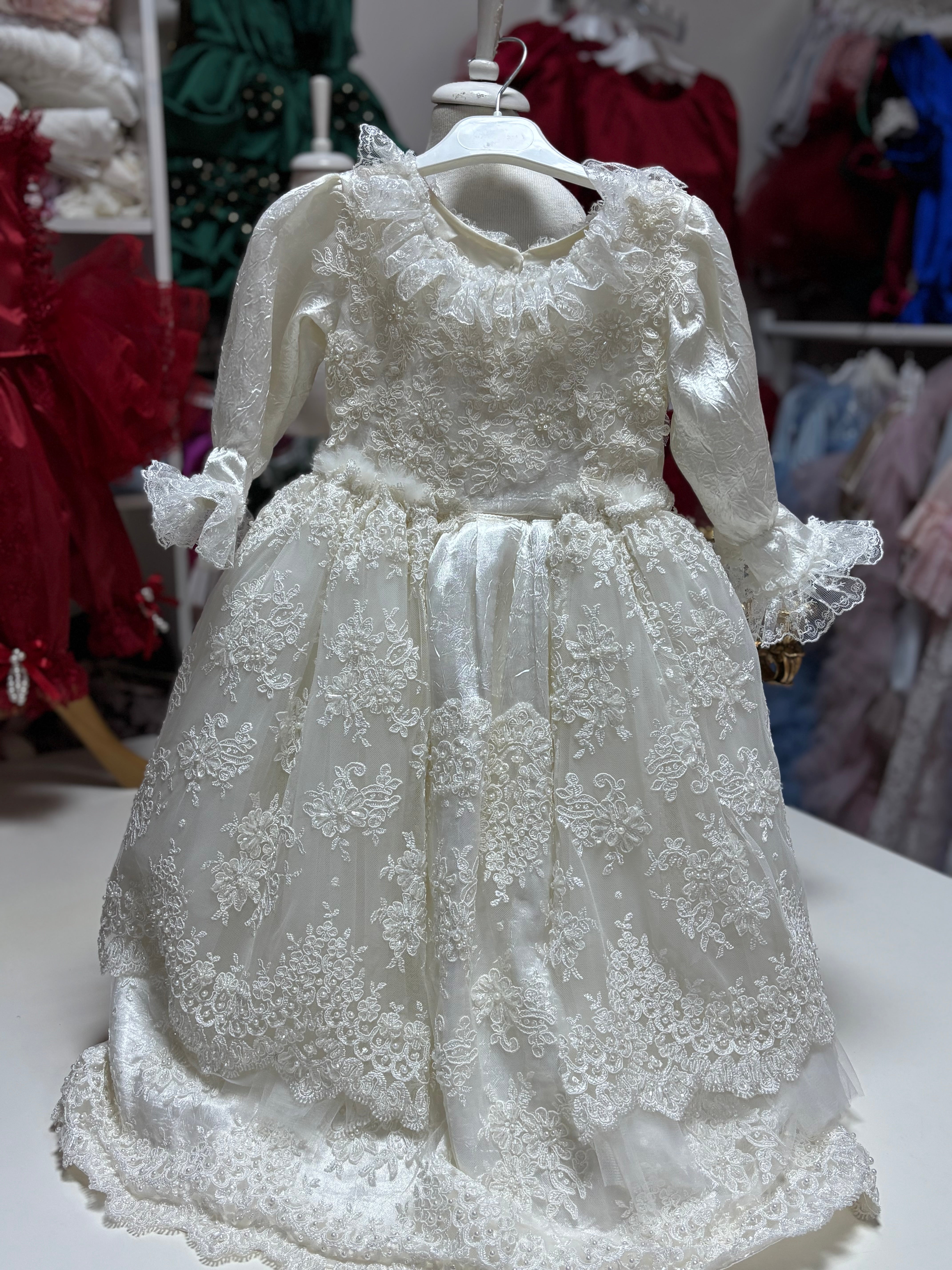 Girl Gown Pearl Aplique