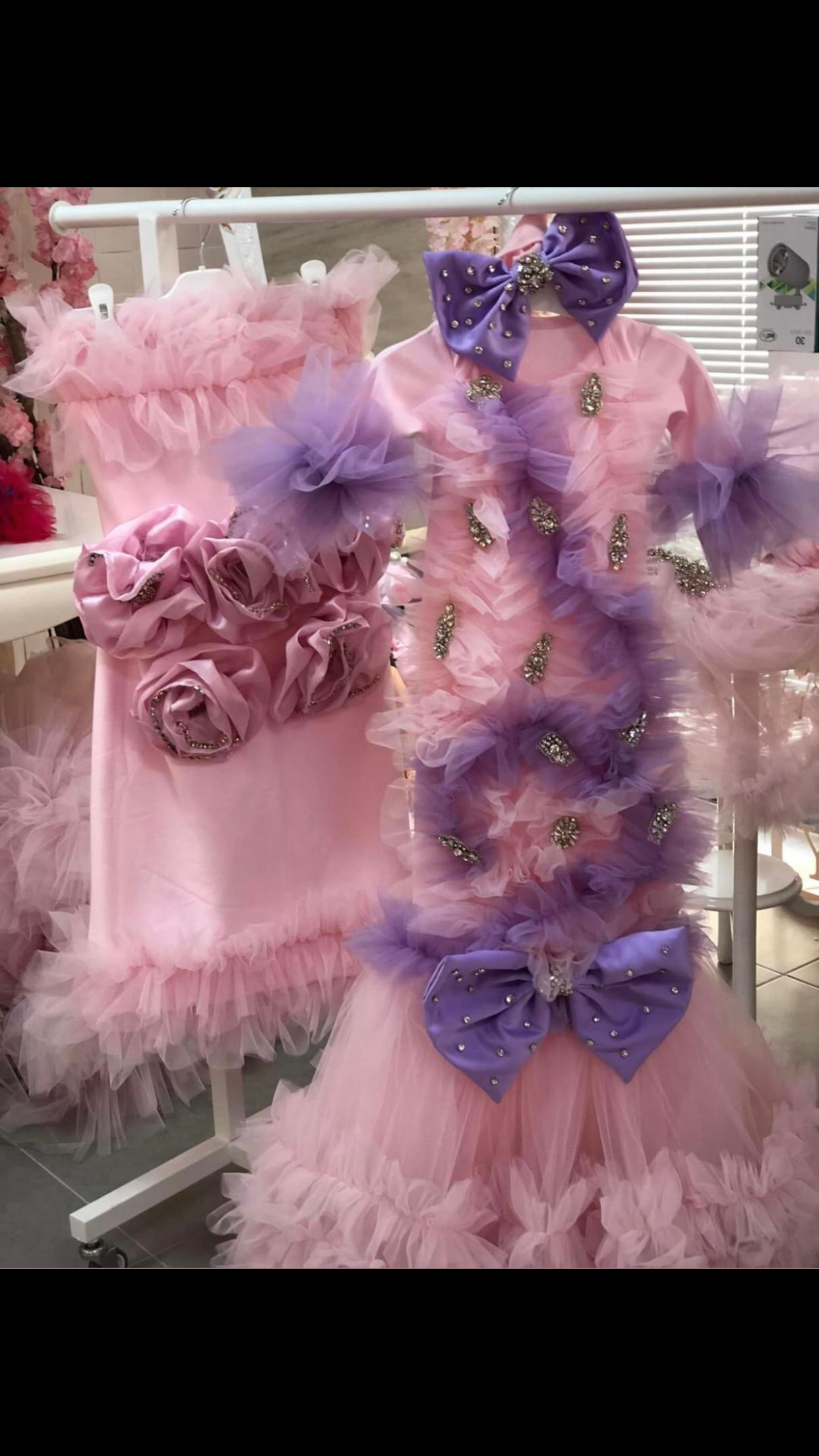 Pink and  Lilac Baby Gown Bonnet And Blankent Set