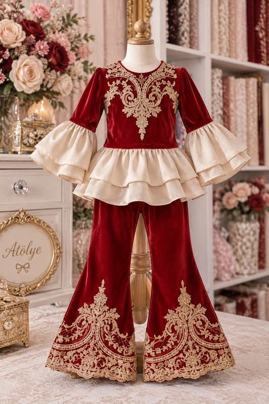 Red velvet baby and girl outfıt