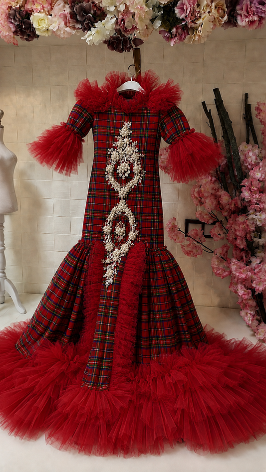 Red plain baby long gown