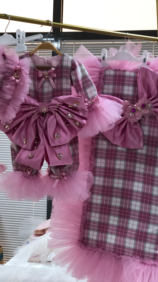 Pink plain baby blankent bonnet and jumpsuit