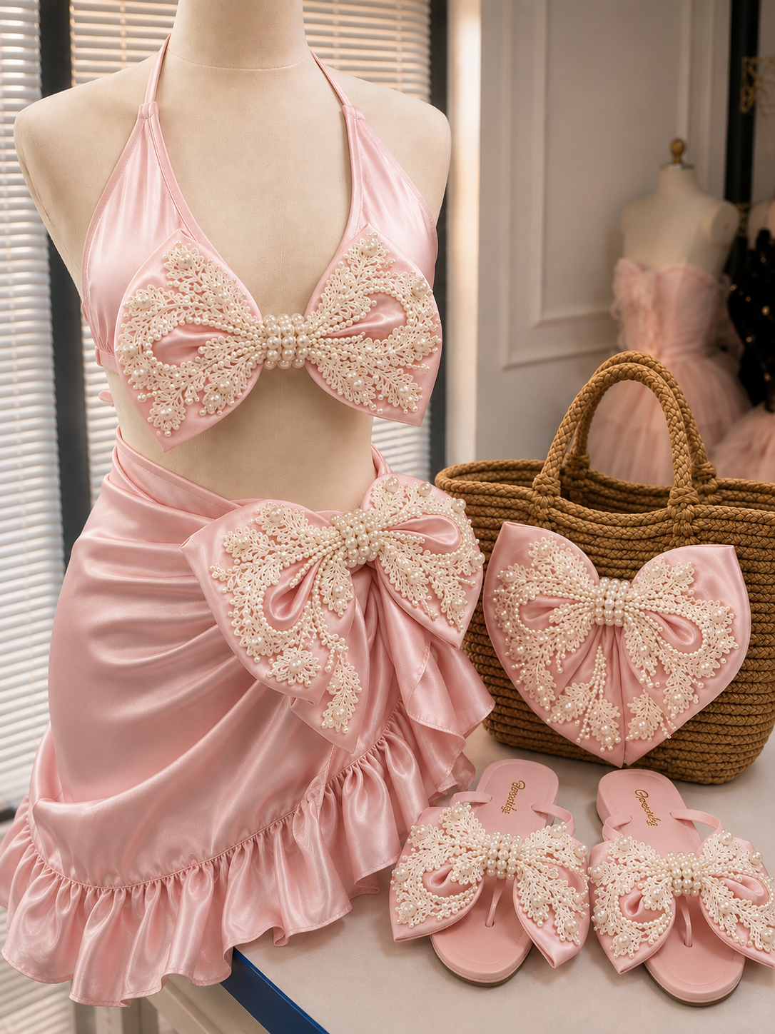 Woman swimsuit bag and slipper