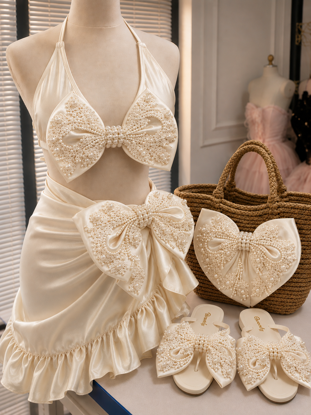 Woman swimsuit bag and slipper