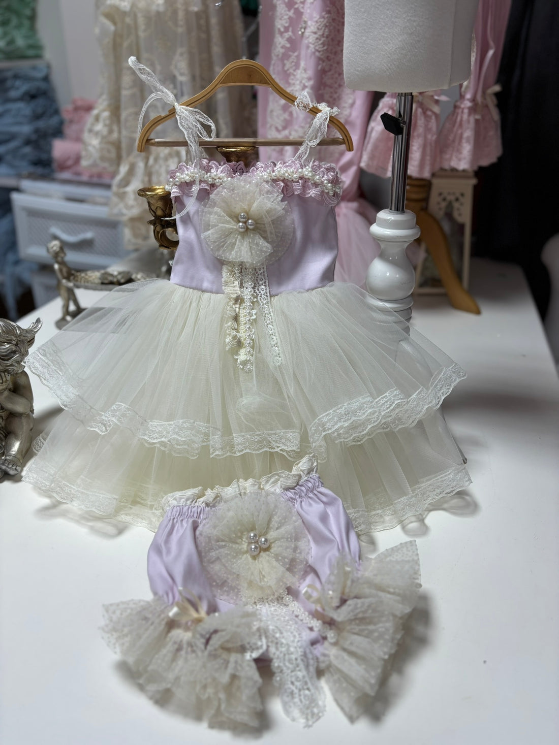 Lilac Soft Tulle Blouse And Shorts Two Pieces