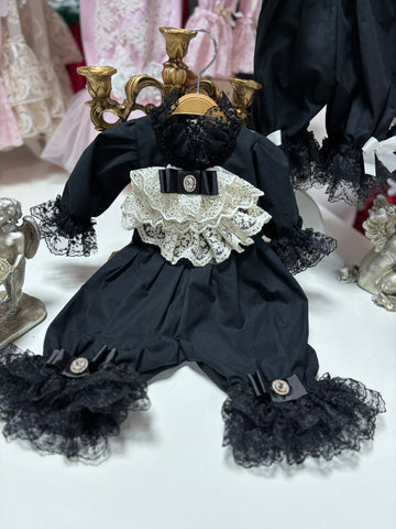 Black Victorian Coton Fabric Baby Jumpsuit