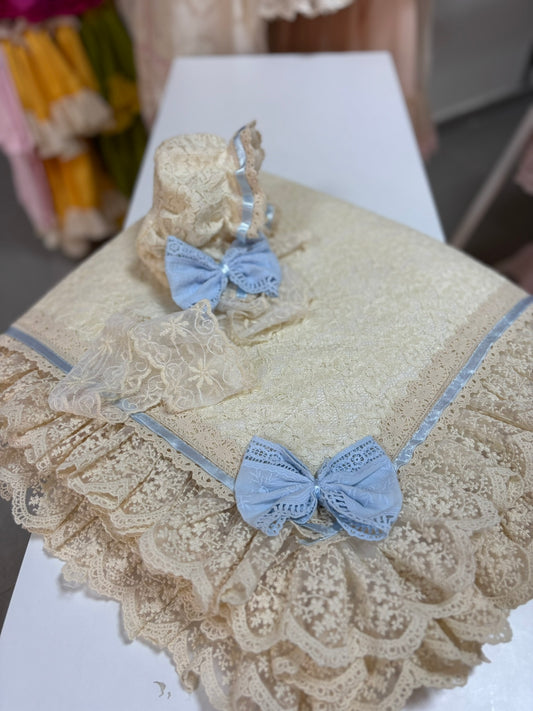 baby long gown blankent bonnet set wholasale 4 pcs