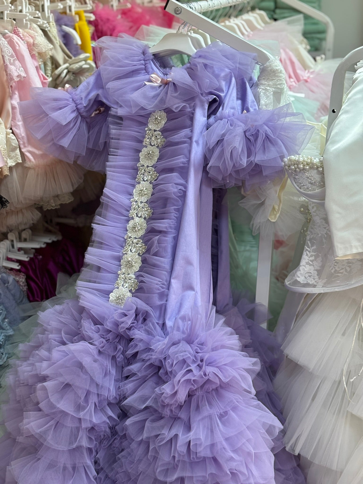 Lilac Baby Gown And Bonnet